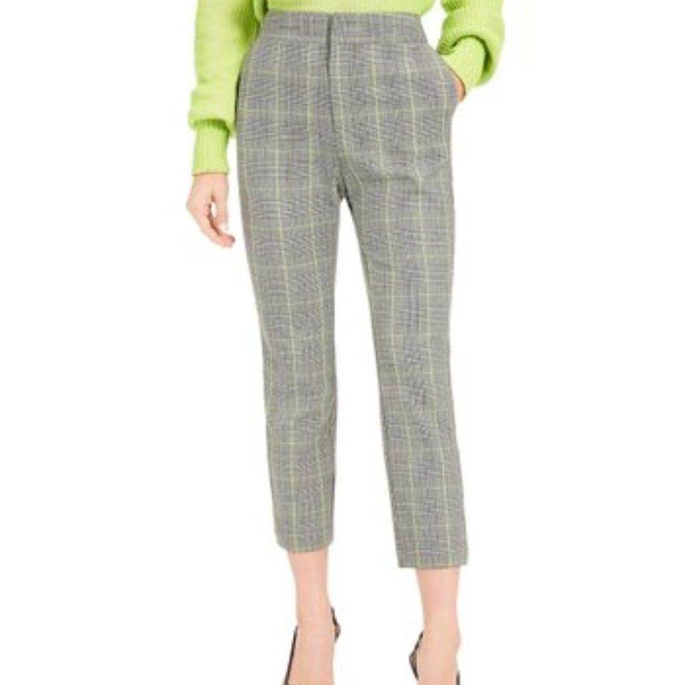 NWOT Bar III by Macy’s Black & Green Plaid Tapered Crop Pants – Size 8